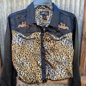 Wrangler Cheetah/Leopard Western Silk Shirt